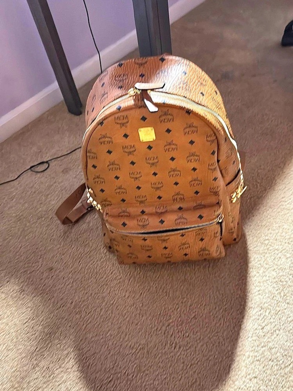 MCM Medium Stark Side Studs Backpack in Visetos, Brown